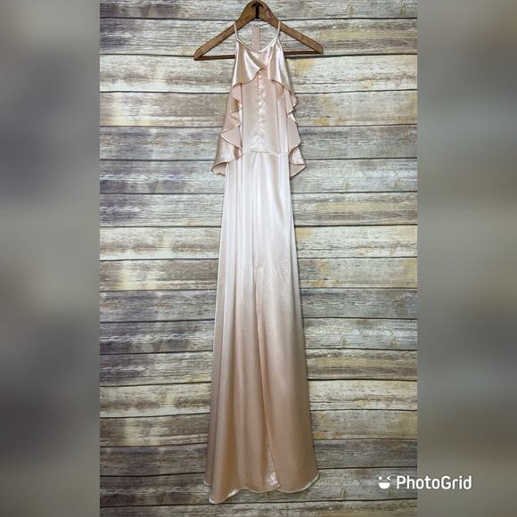 Jill Stuart 4 Satin Halter Gown with ruffle - Picture 2 of 9